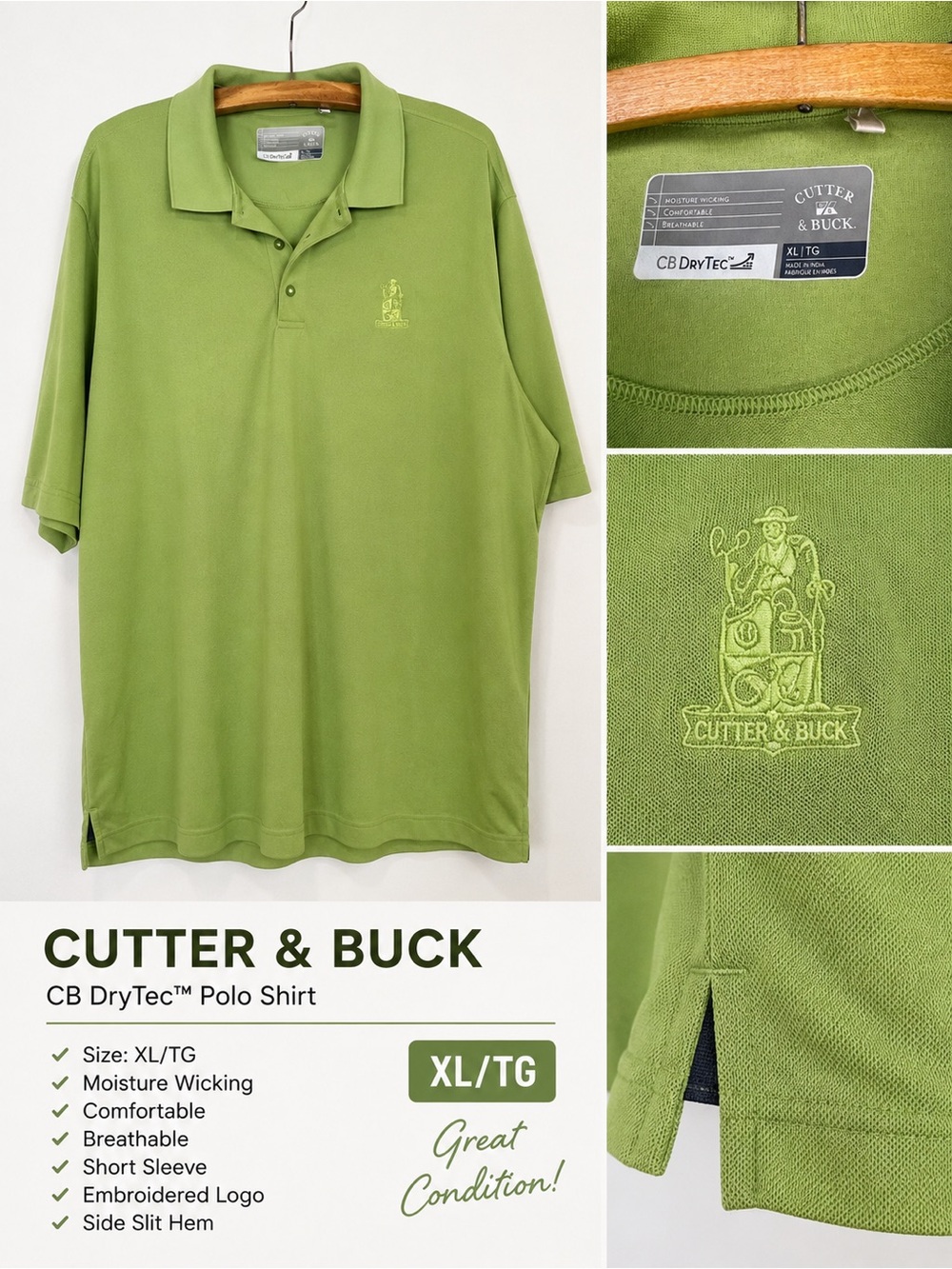 Cutter & Buck Lime Green CB DryTec Polo Shirt